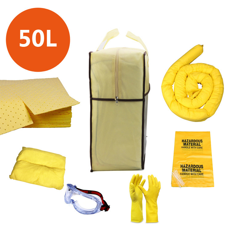 Prix ​​d'usine 50L sacs de matières dangereuses d'urgence Kit de déversement de produits chimiques pour l'usine de produits chimiques